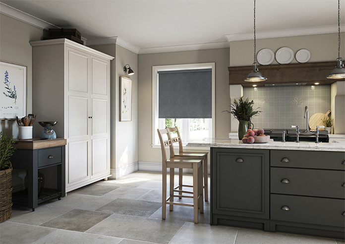 Flori Faux Suede (Blackout), Moody Grey - Twist&Fit Roller Blind - Image 7